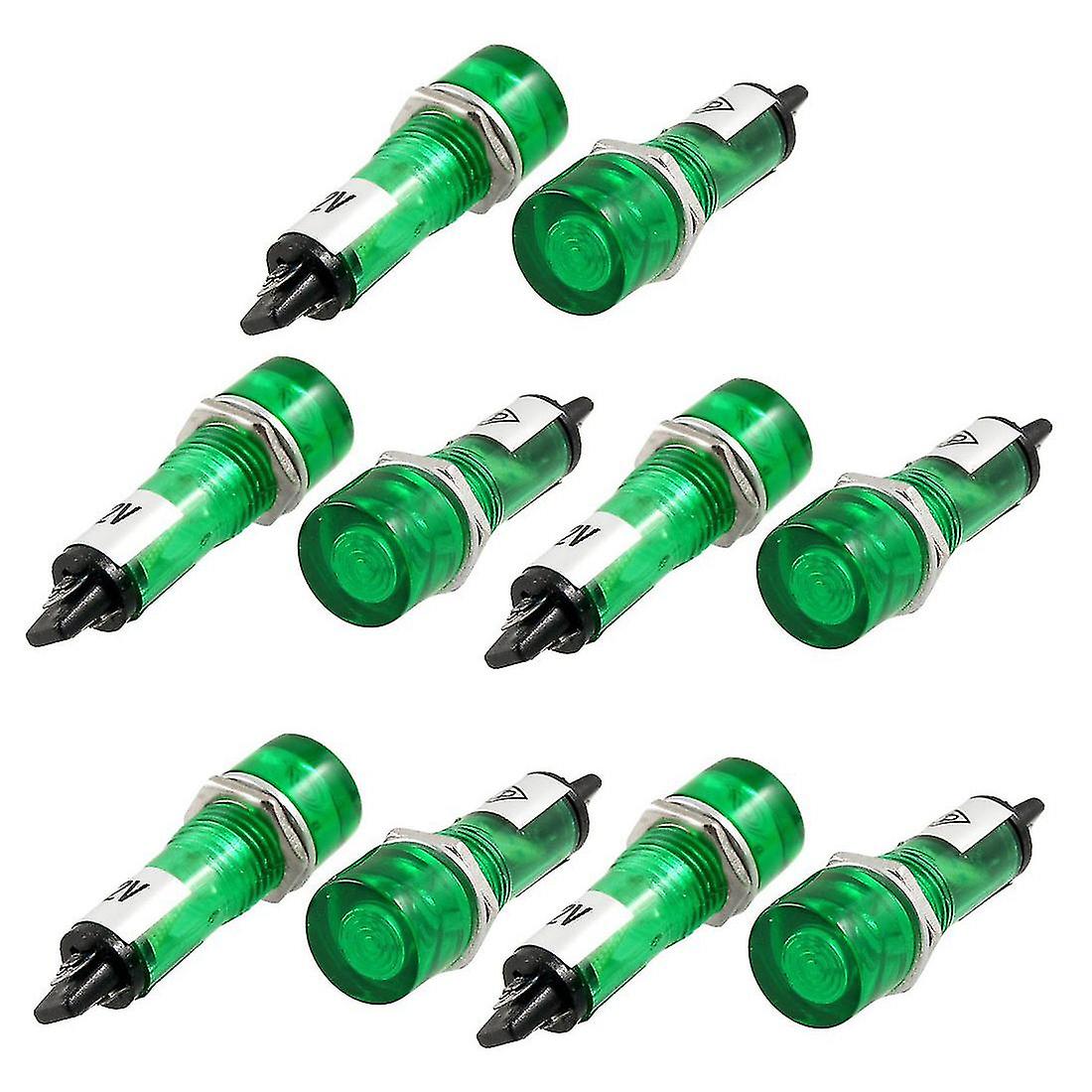 10 Pcs Dc 12v Recessed Green Pilot Light Signal Indicator Lamp