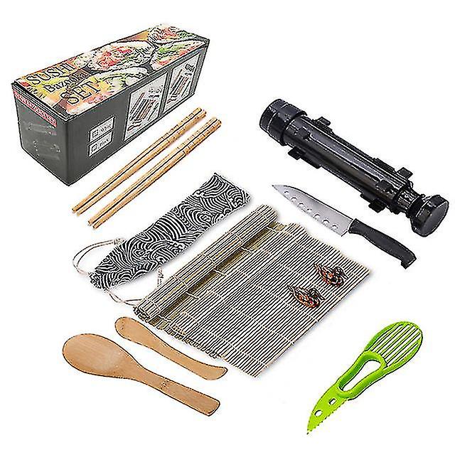 Sushi Making Kit, All In One Sushi Bazooka Maker With Bamboo Mats, Bamboo Chopsticks, Avocado Slicer, Paddle, Spreader, Sushi Knife, Chopsticks Holder