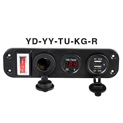 Diy Pre Wired Switch Dual Usb Cigarette Lighter 4.2a 4in1 Panel Mount Socket Car Voltmeter