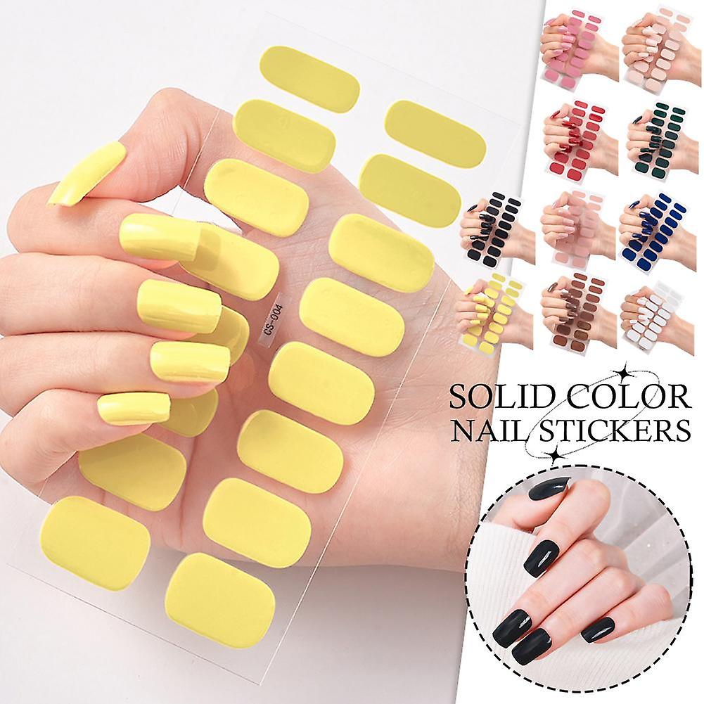 Single Color Nail Stickers Removable Summer 16pcs