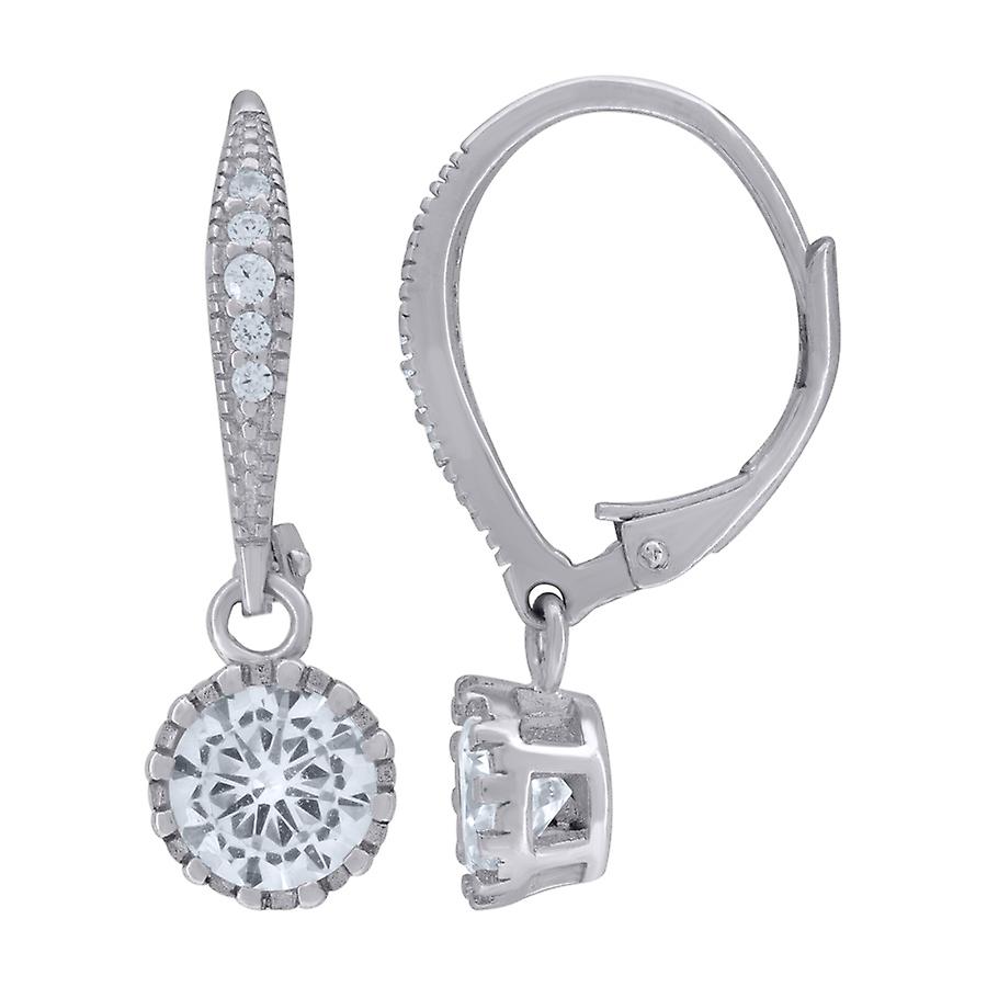 925 Sterling Silver Womens Cubic Zirconia Round Long Drop Dangle Earrings-Dangle Earring for Women
