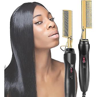 Heißer Kamm Glätteisen, Elektrischer Haar Glätteisen für dickes Afrohaar, Perücke, Bart, heiße Anti-Verbrühung P
