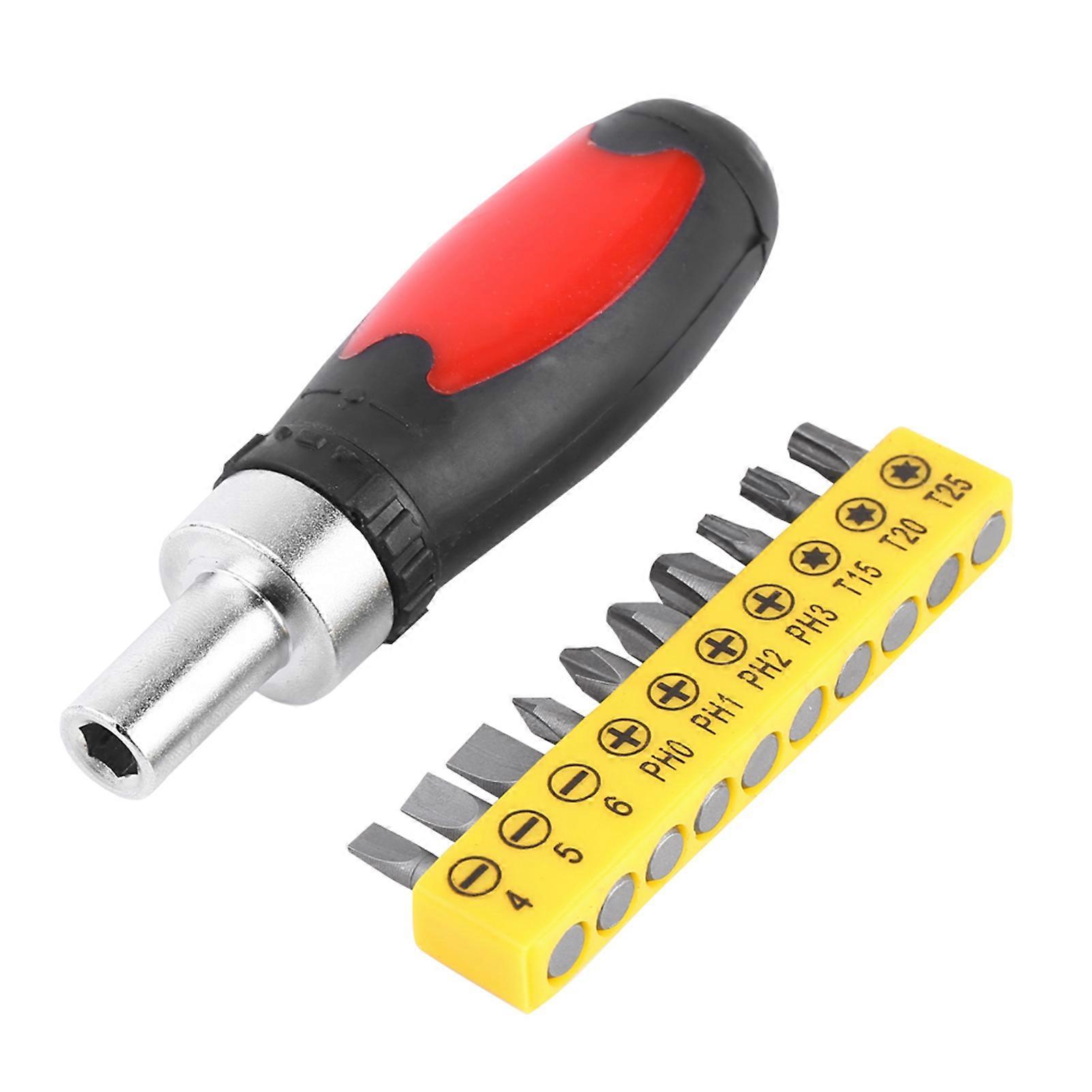 Manual Screw Driver with 10pcs Interchangeable Screwdriver Bits Slot Cross Star Shape Drive