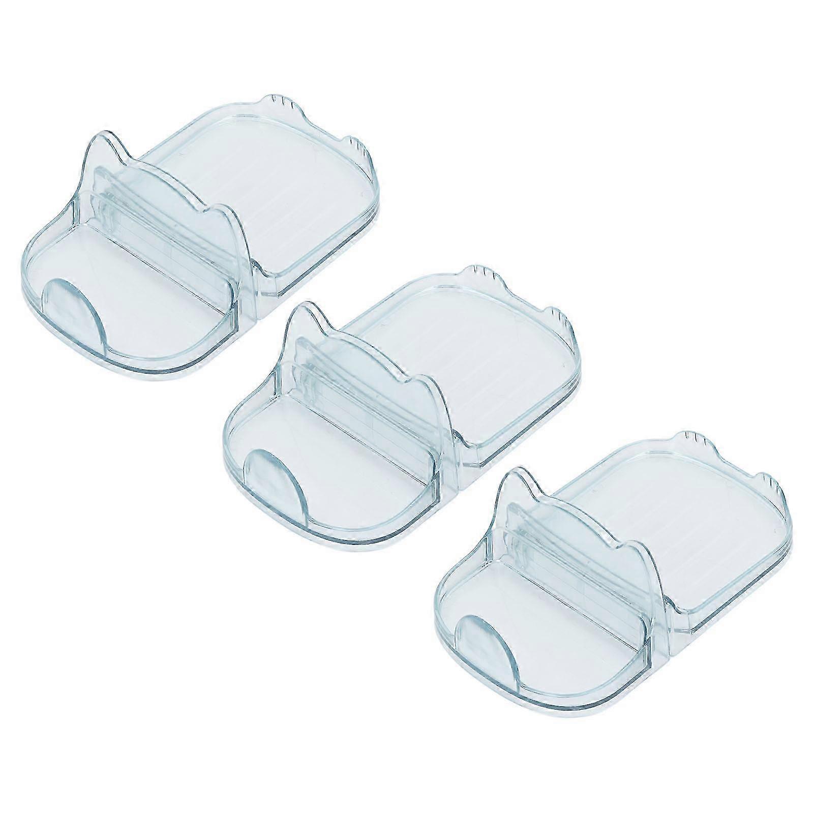 Desktop Pot Lid Holder 3pcs Space Saving Drainable Plastic Kitchen Cookware Storage Transparent Blue  -Sy