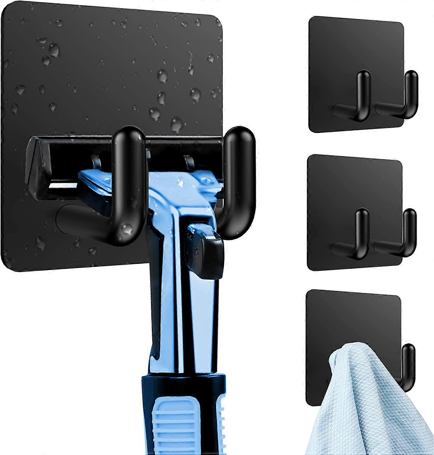 4 Pieces Adhesive Wall Hook (Strong Adhesion), Black 4.5*3CM