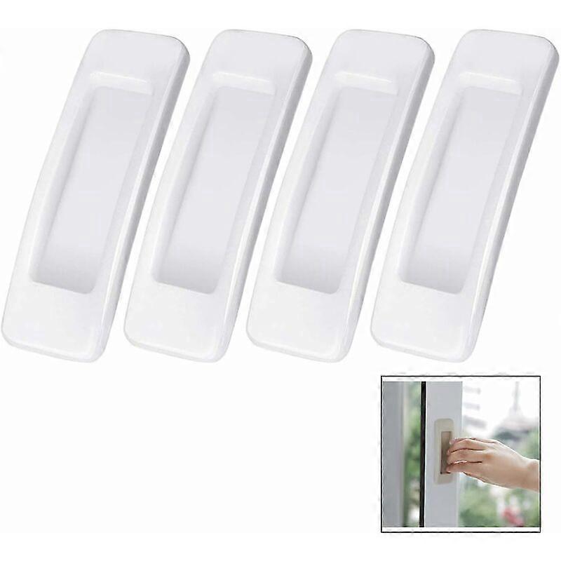 4-piece sliding door self-adhesive handle - white-