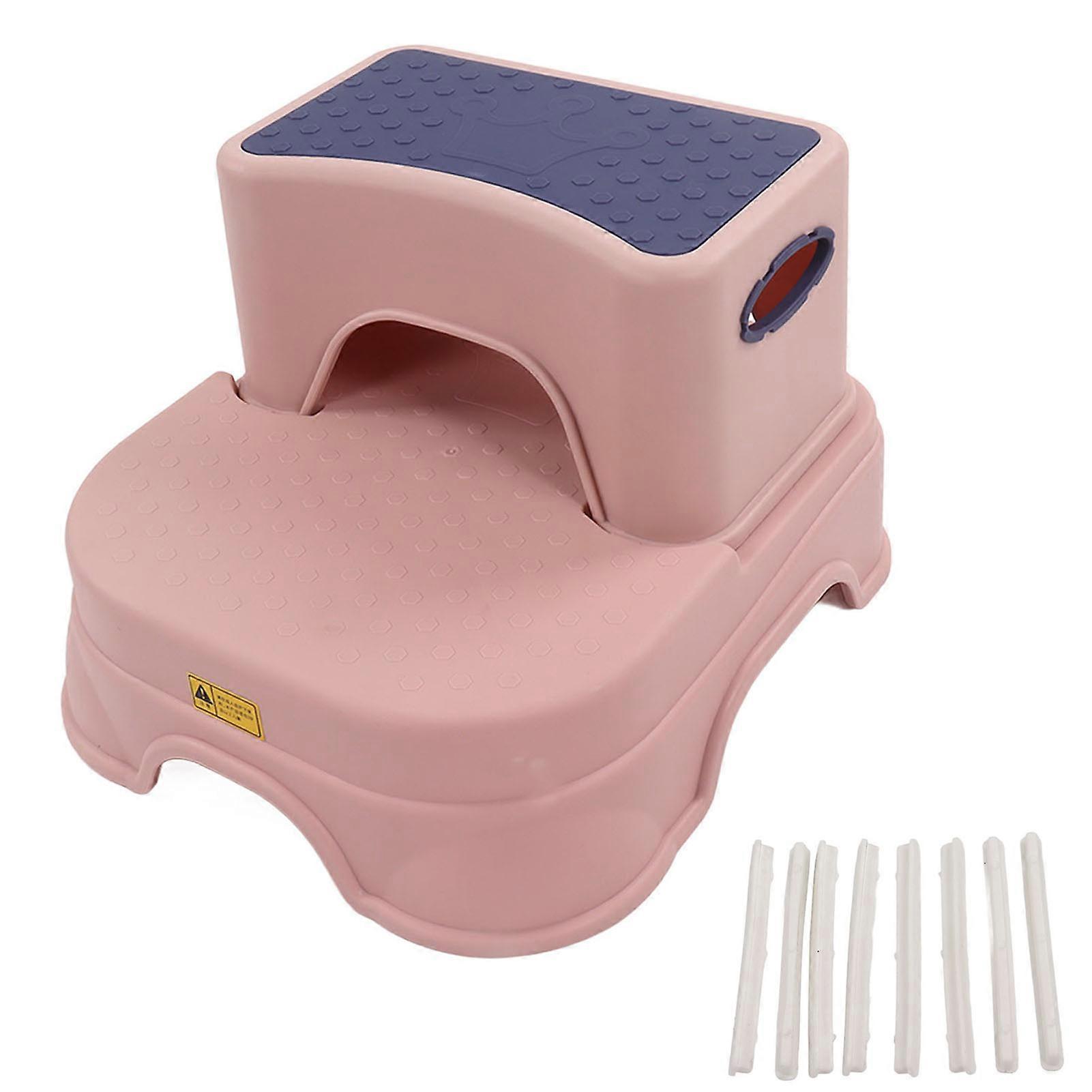 Kids Step Stool Double Antiskid Height Adjustable Widened Base Ergonomic Toddler Step Stool 2 Layer Detachable Step Stool Pink Purple NO.2858
