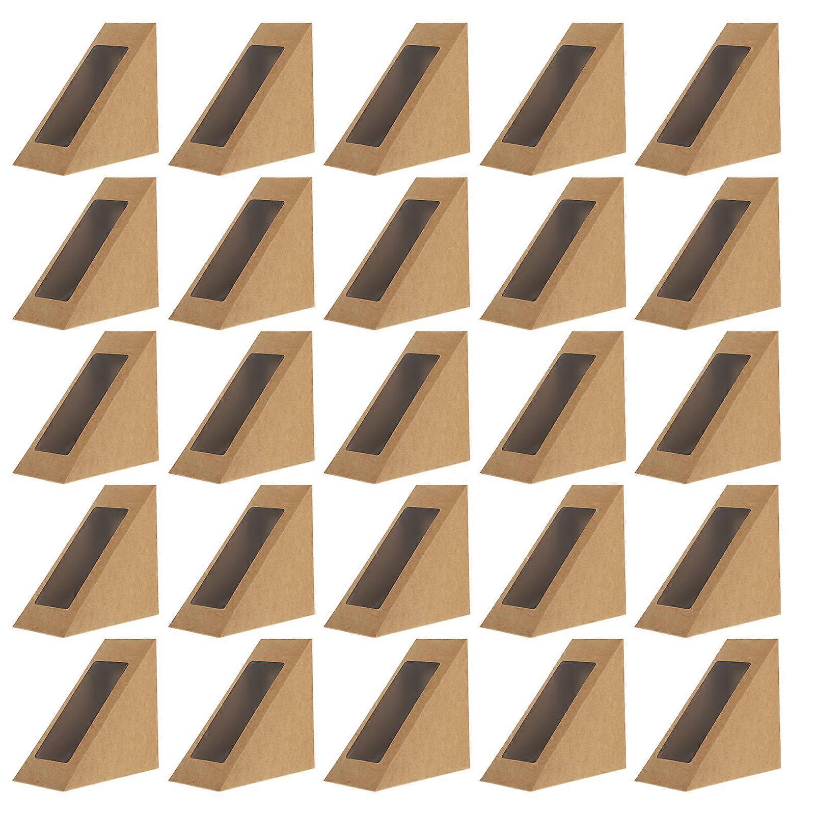 50 Pcs Clear Container Triangle Dessert Box Bakery Wrapping Box Sandwich Paper Box Cupcake Boxes