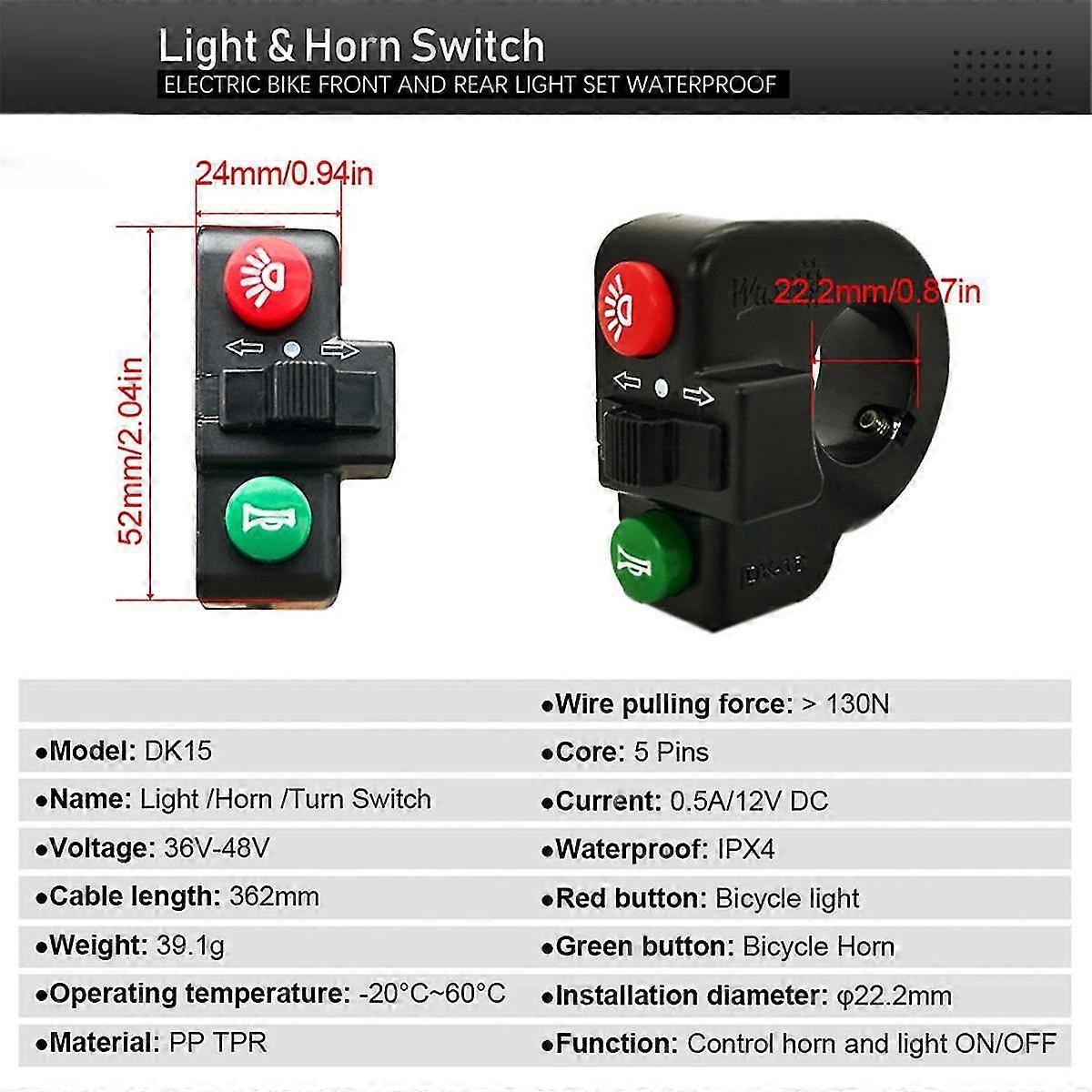 For Electric Bike 36V-48V Front Light - Rear Light, Turn Signal, Brake ...