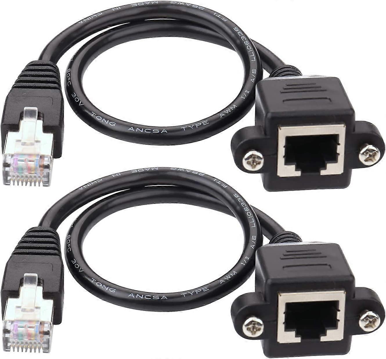 Ethernet-forlænger RJ45 han til hun skrue netværksforlængerkabel 1ft / 30cm 2stk
