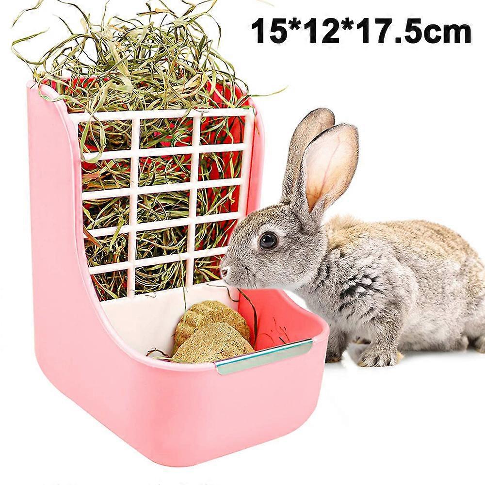 Rabbit Feeder Bunny Guinea Pig Hay Feeder, Hay and Food Feeder Bowls Manger Rack for Rabbit Guinea Pig Chinchilla