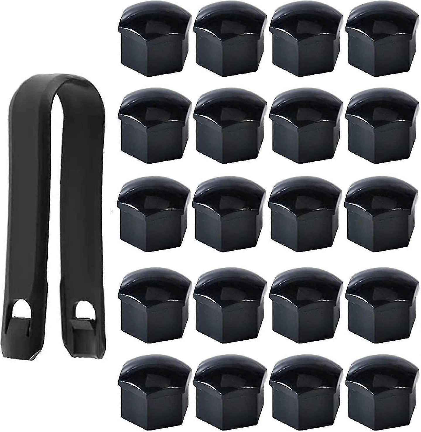 20 kpl 19mm pyöränmutterin korkki, pyörän pulttimutterin suojukset, kuusikulmaiset rengasmutterin suojukset (mustat) (d-583-a)