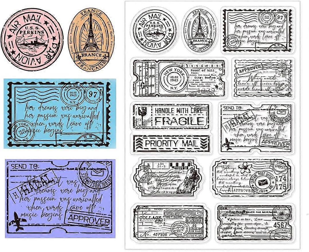 1Sheet Vintage Theme Clear Silicone Stamps