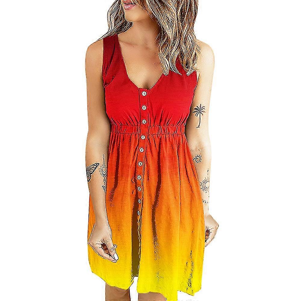 Hölgyek öltözködési gradiens tankruha nyári alkalmi ujjatlan sundress