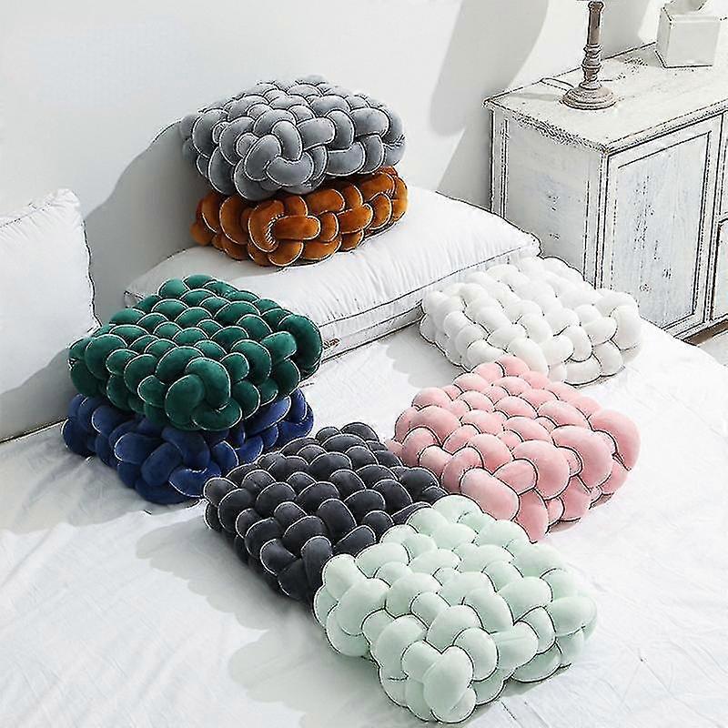 Home Pillow Cushion Pure Color Woven Square Cushion Sofa Lumbar Pillow Plush Cushion Cover