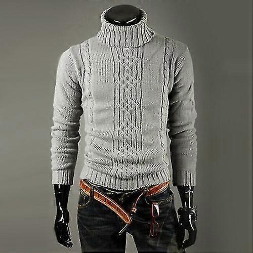 Men Winter Warm Cable Knitted Sweater Turtle Neck Pullover Jumper Tops