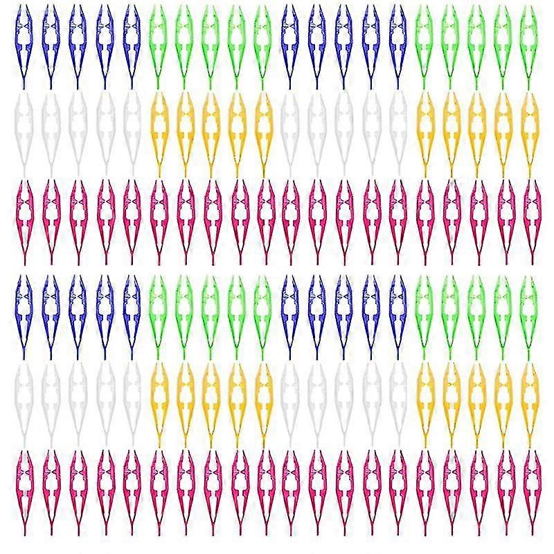120pcs plastic tweezers for kids beads projects craft forceps tools