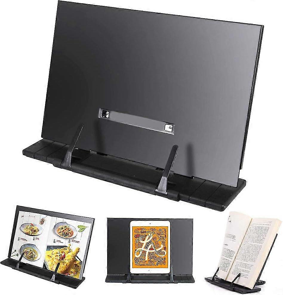 Adjustable Metal Book Stand - Cookbook Holder and Tablet Stand with Angle Adjustment and Foldable Design for Easy Portability