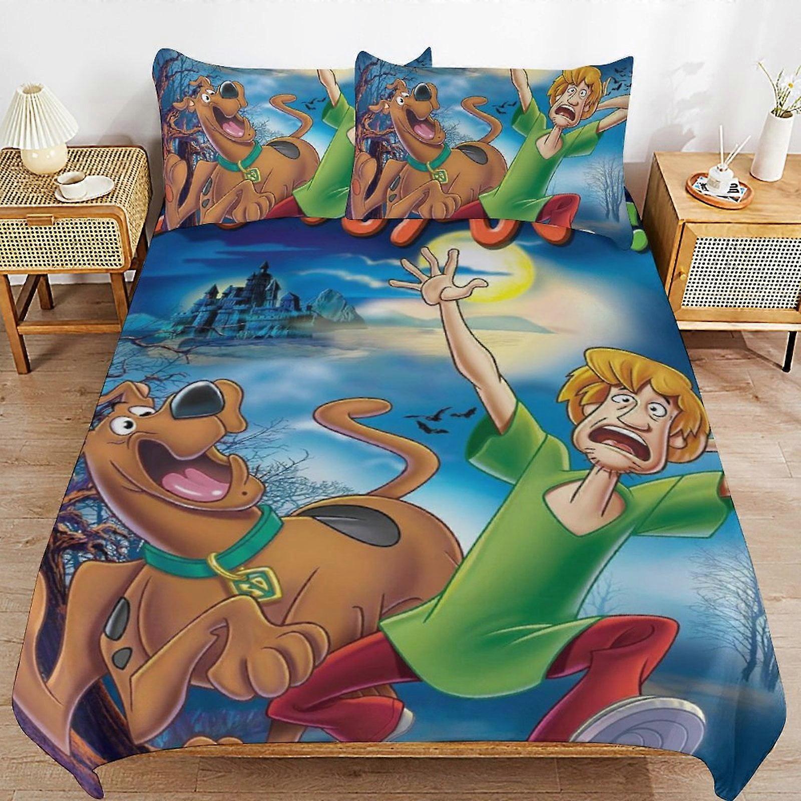 x37 Scooby Doo Comforter Set 3 Pieces Quilt Cover Set Soft Bedding Sets for All Seasons (1 Comforter  2 Pillowcases) hb37
