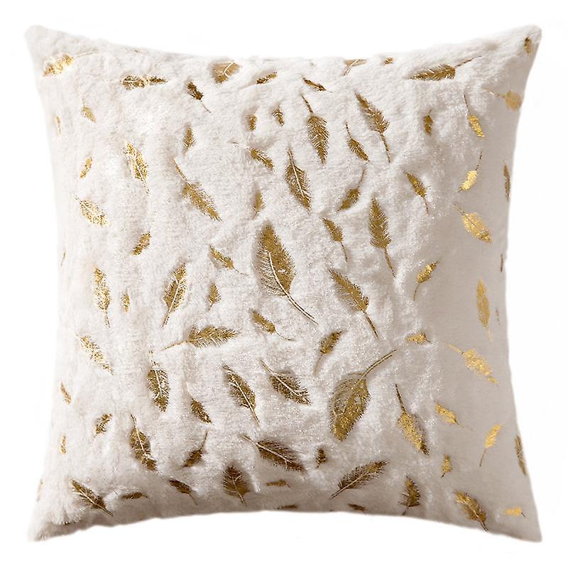 Home Christmas Holiday Layout Short Plush Bronzing Feather Sofa Pillow Cases