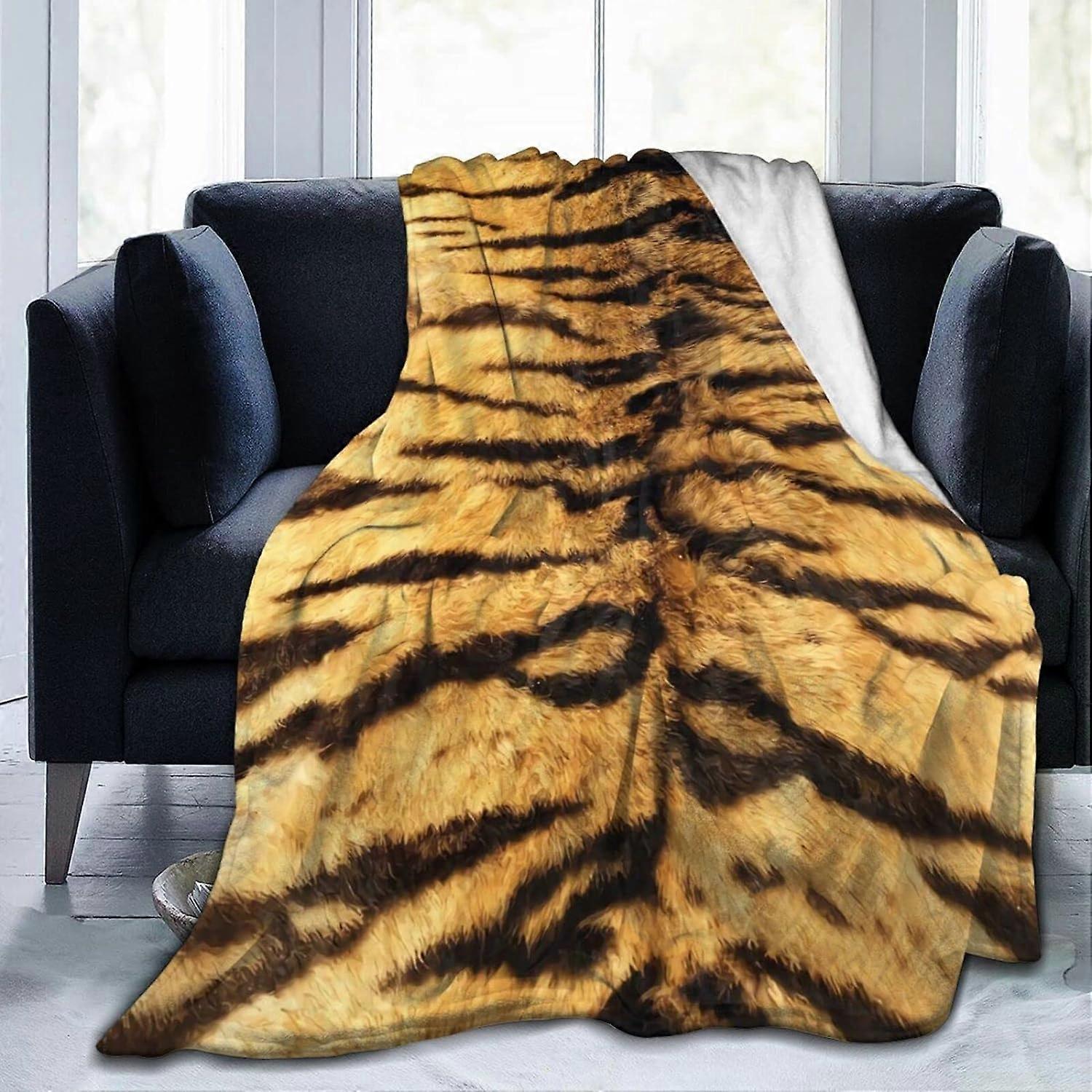 Coperta da tiro con stampa tigre in pelle di animale Coperta decorativa in flanella Coperte leggere super morbide e accoglienti per divano letto per tutte le stagioni