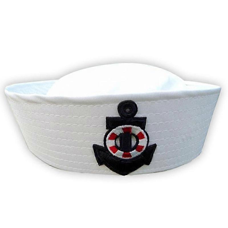 New White Sailor Navy Hat Cap with Anchor for Fancy Dress