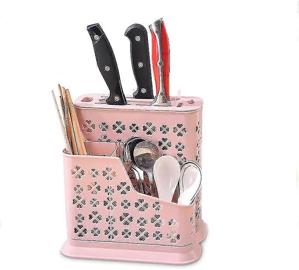Plastic Cutlery Holder For Kitchen Utensils Pink