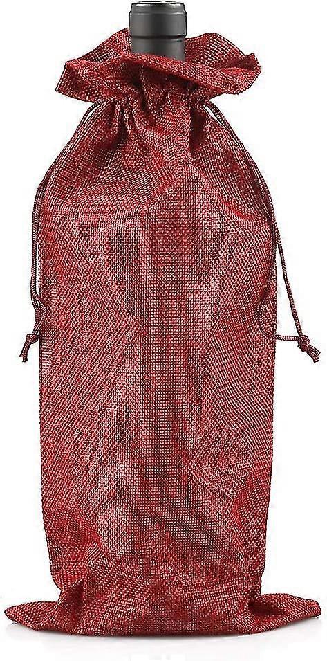 Burlap Wine Bags, 36x16cm Red Jute Bottle Gift Bags With Drawstring For Party Favours(for 750ml Wine Bottle)wine Red12pcs