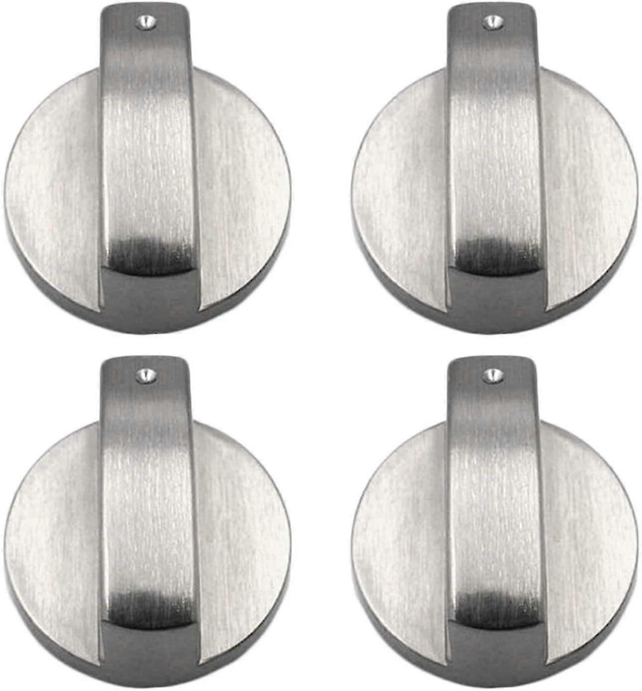 Gas Stove Knobs, 4 Pieces, Metal, 6 Mm, Silver-colored, Adjustment Knobs For Gas Stove Or Oven