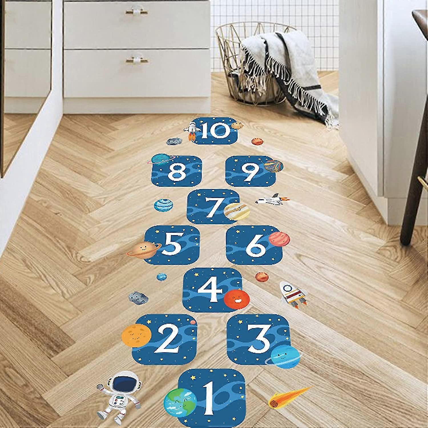 Digital Hopscotch Game Floor Stickers Creative Universe Number Puzzle Games Lattice Floor Wallpaper Education Puzzles
