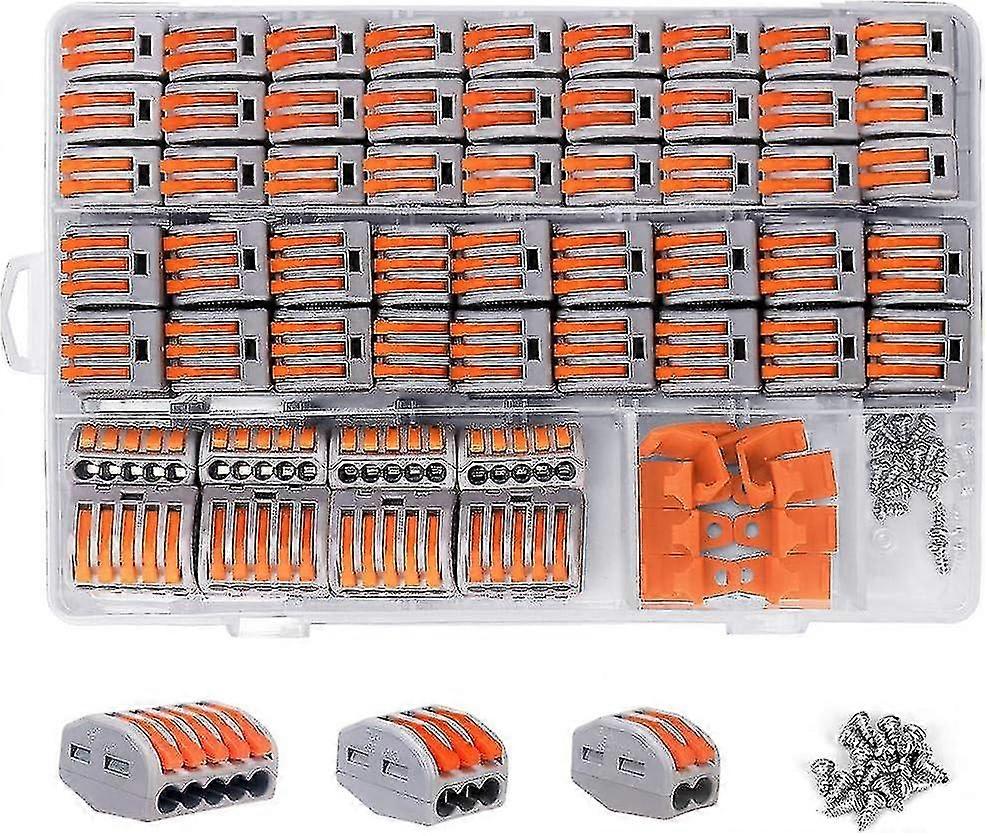 Electrical Lug Kits 120 Pcs, Quick Compact Electrical Connector Terminal Block Cables With Fixed Waterproof Wire Splice Lever Nuts Lever Connectors 2/