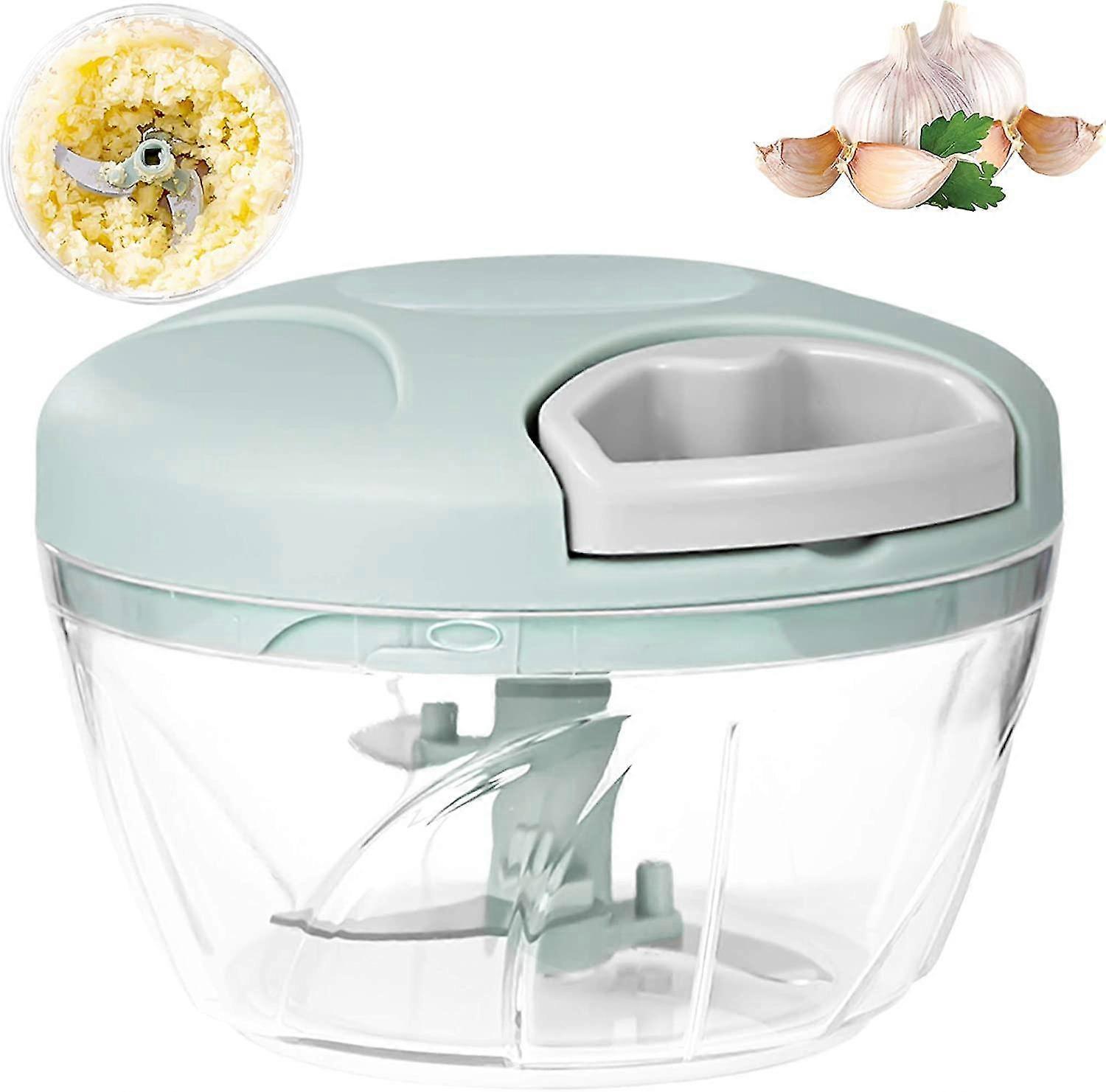 manual onion chopper, 520ml 3-blade garlic press(green)