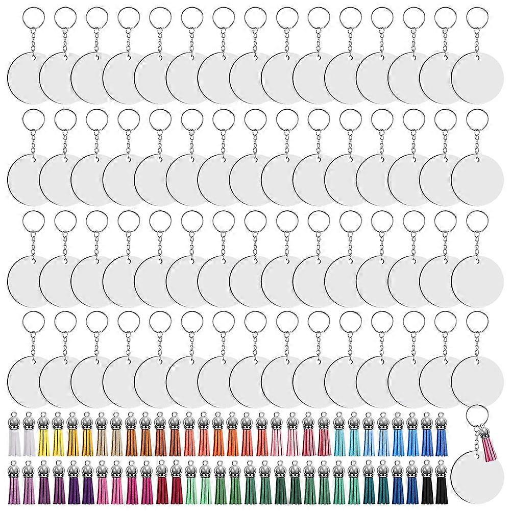 240 Pieces Sublimation Blanks Keychain Set Round Key Rings Sublimation Ornament Blanks Heat Transfe