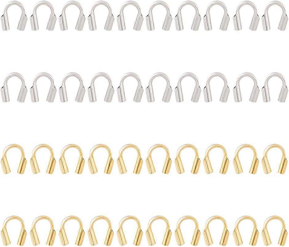 40 Pcs 925 Sterling Silver Wire Guardian Golden and Silver Thread Protector U Shape Loop Guardian for Jewelry DIY Crafts Making