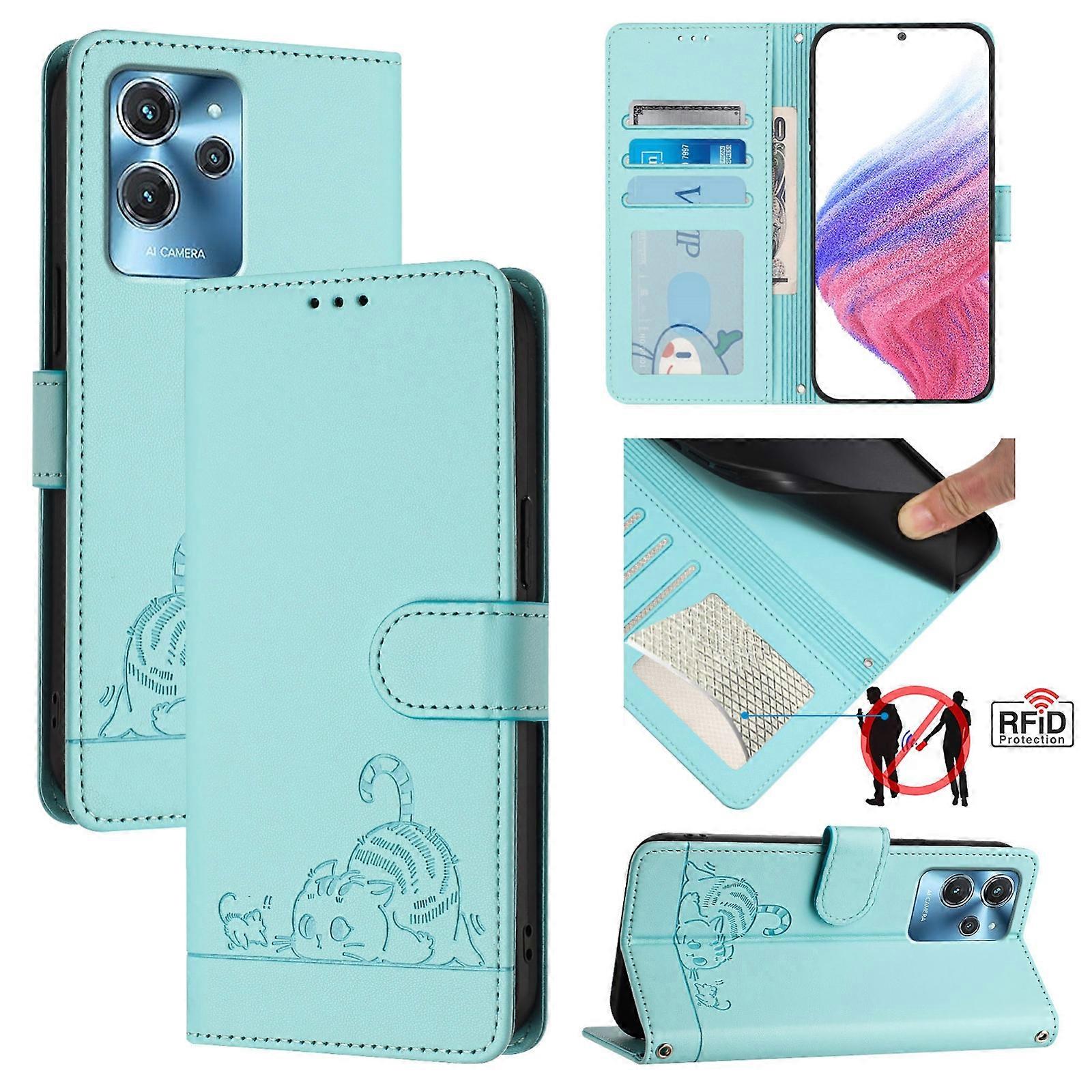 Cat Rat Embossed RFID PU Case For Oukitel C32