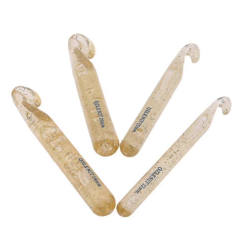 4 قطع بلاستيكية شفافة 17 سم طويلة إبرة الكروشيه 12mm / 15mm / 18mm / 20mm كبيرة الحجم الكروشيه هوك الحياكة الإبر أداة الصوف السميك