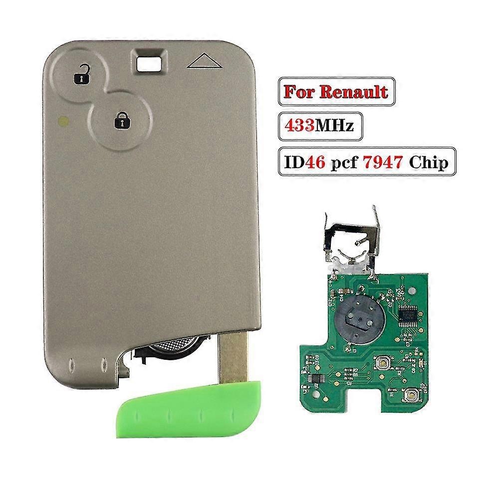 2 Button Remote Car Key For Renault Laguna Espace Velsatis 2001-2006 Auto Fob Smart Card Keyless Entry ID46 PCF7947 Chip