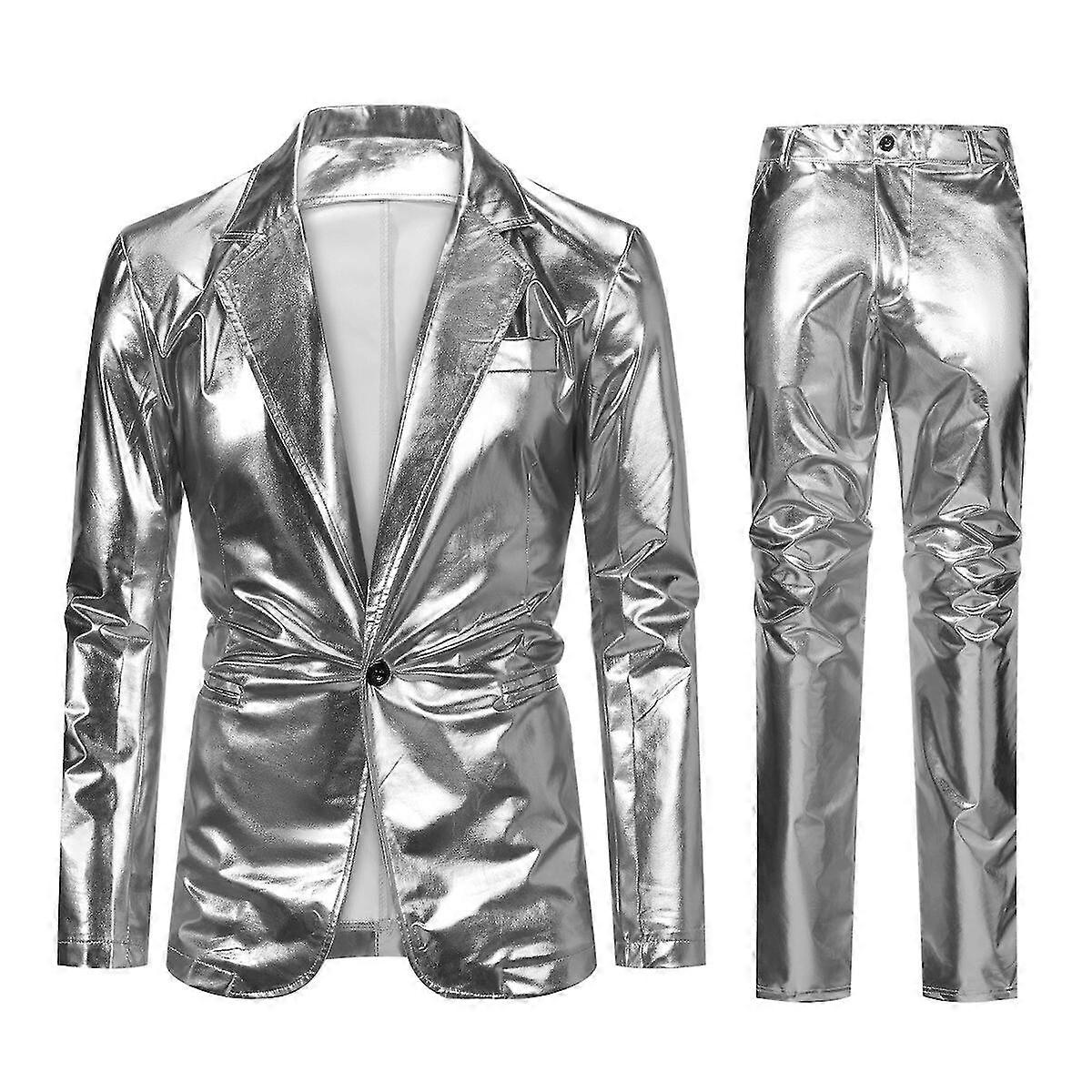 Allthemen Men's Tuxedo 2-Piece Slim Fit Costume Suit Wedding Suit Jacket Trousers for Party Disco
