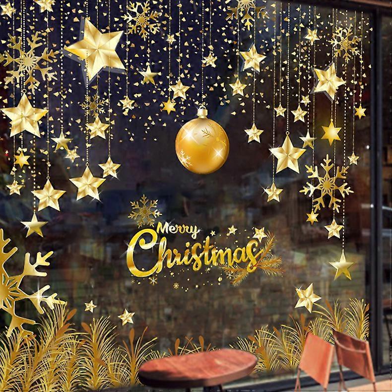 Christmas reindeer and snowflake design Wall sticker Wall sticker Removable DIY window door Christmas home decoration (model 229005)