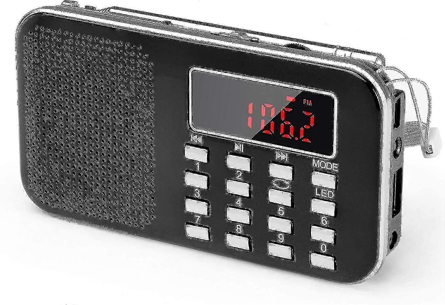 Mini Portable Radio Fm Pocket Radio With Led Flashlight, Digital Radio
