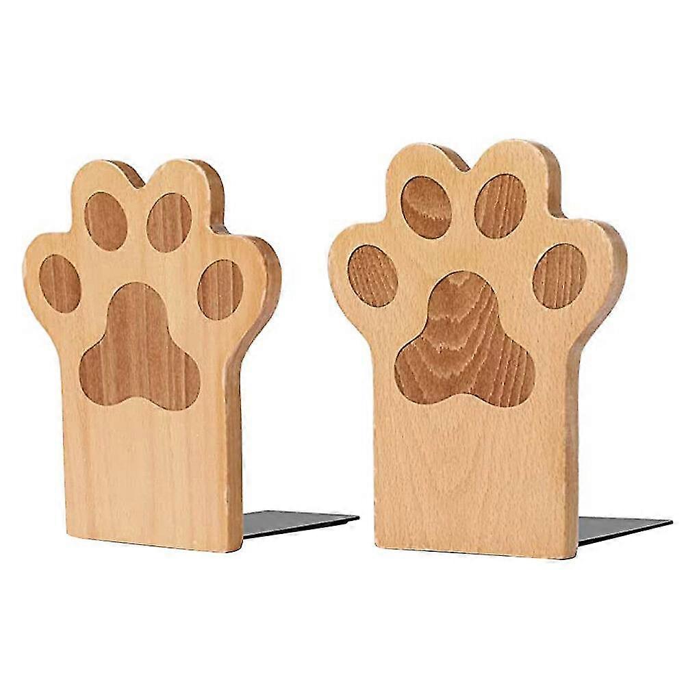 2pcs Book Display Wood Stand Countertop Cartoon Bookend Magazine Storage Baffle