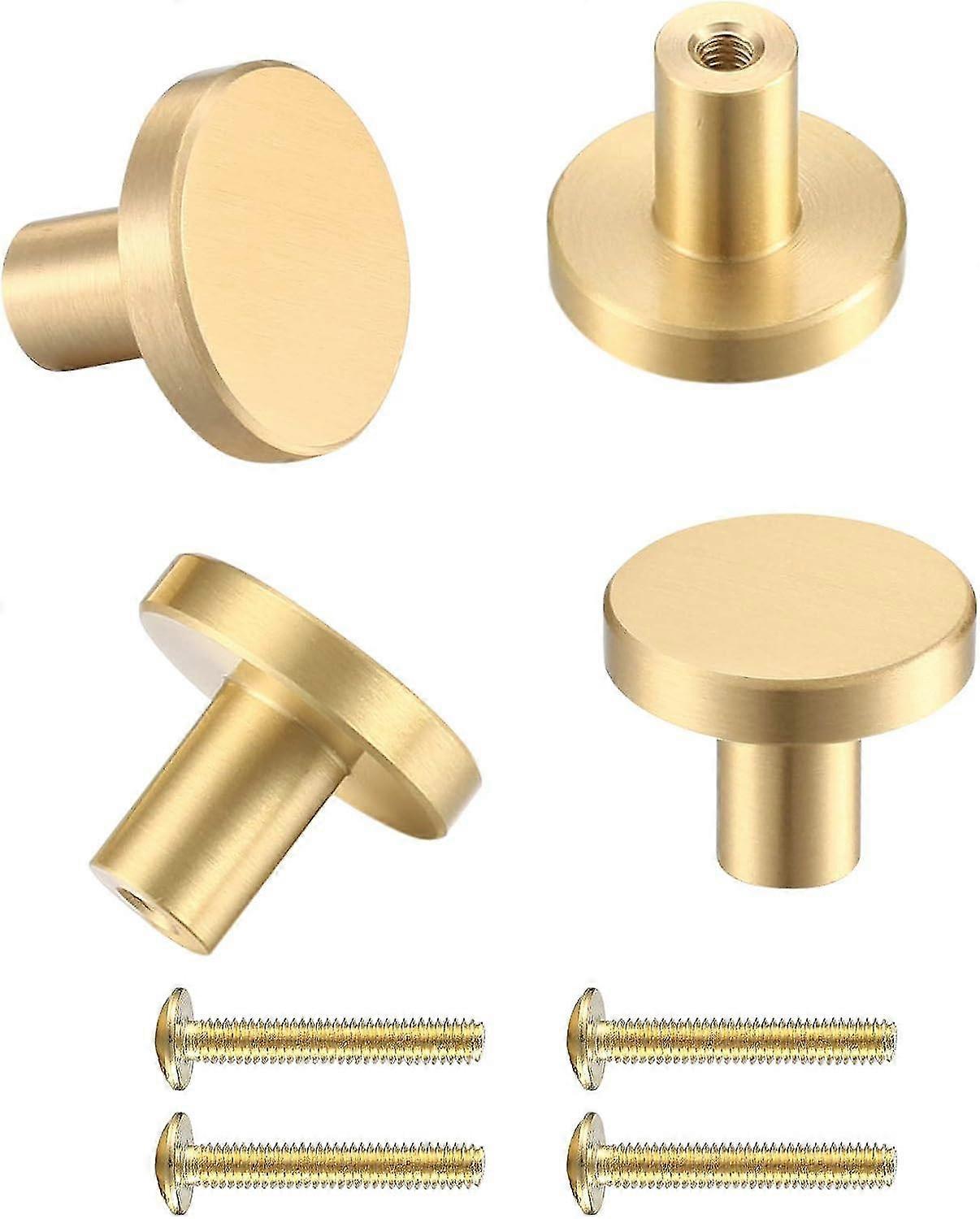 4 Pcs Door Knobs And Handles, Brass Round Cabinet Knobs, Single Hole Cupboard Door Handles