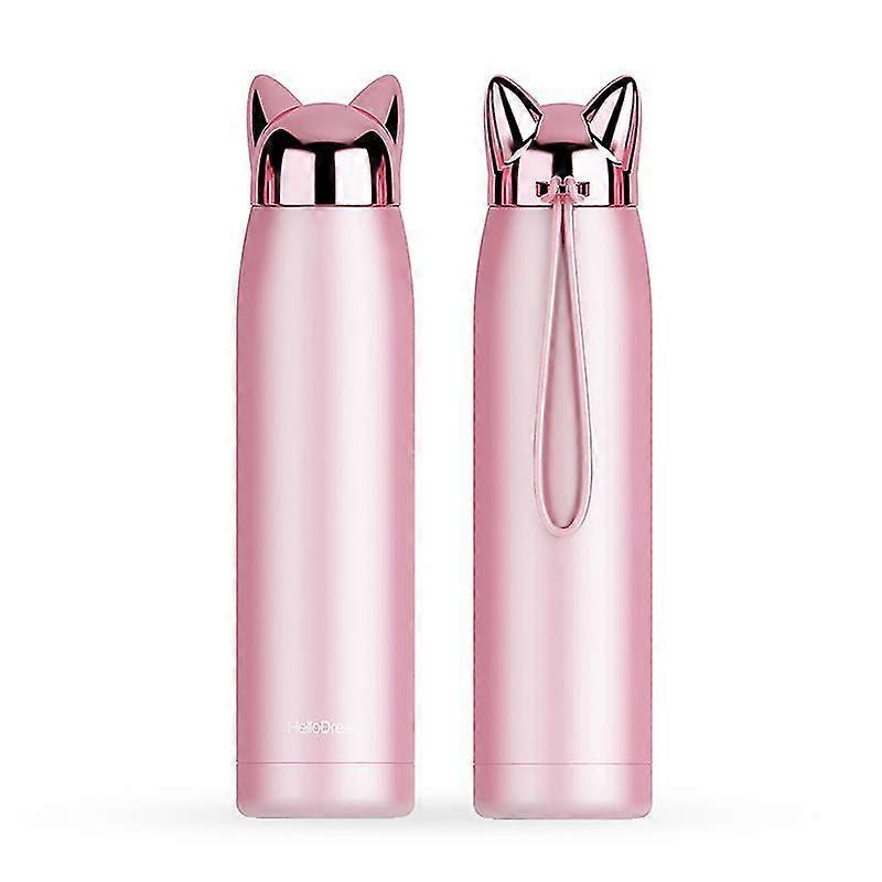 Cute Cat Thermos Borraccia in Acciaio Inossidabile - Borraccia da viaggio isolante femminile rosa