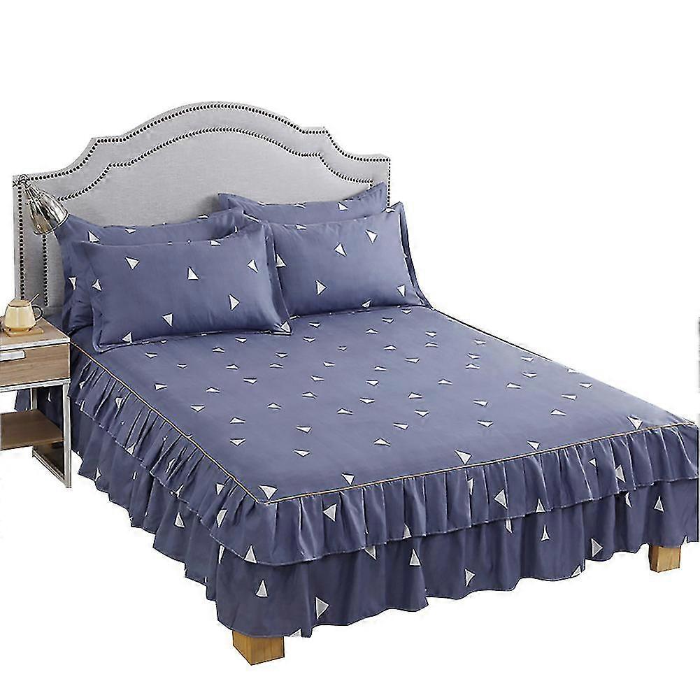 Breathable Bedding Set - 3pcs Ruffle Pleated Bed Skirt, Bed Sheet, and Pillow Cases (1.5M Bed)