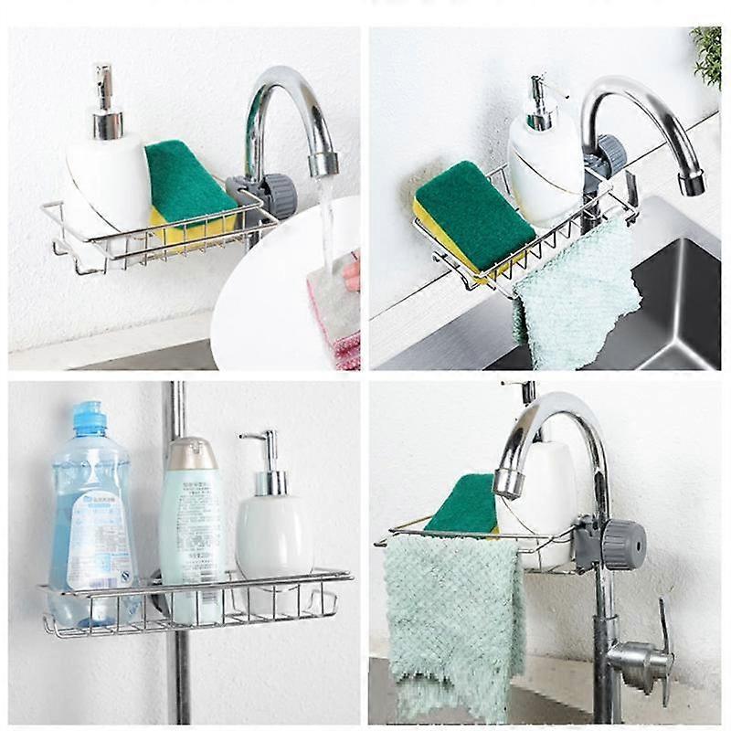 Kitchen Stainless Steel Sink Drain Rack Sponge Storage Faucet Holder ...