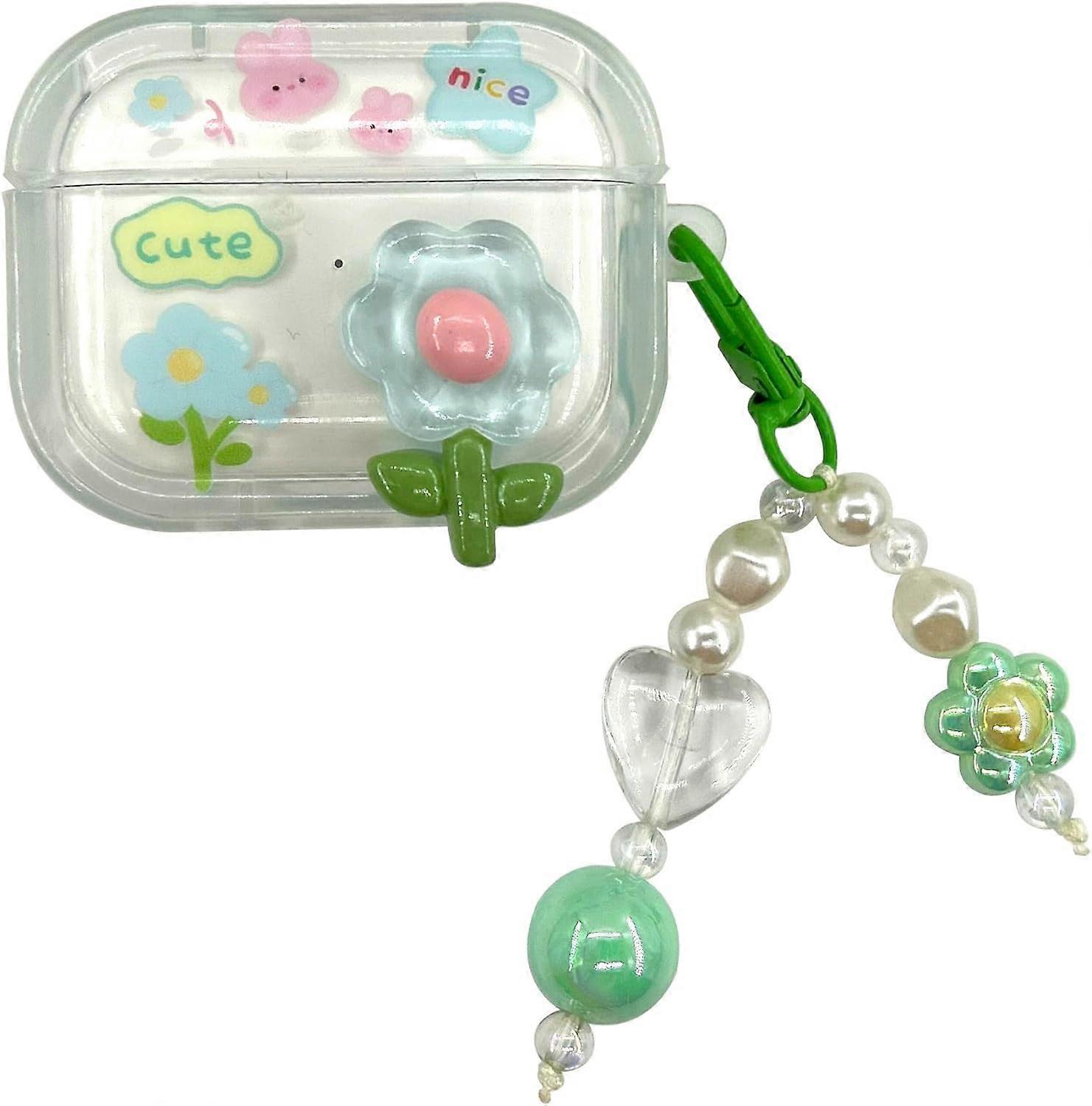 3D Flower Clear Headphone Case Compatible with AirPods Pro 2nd Case