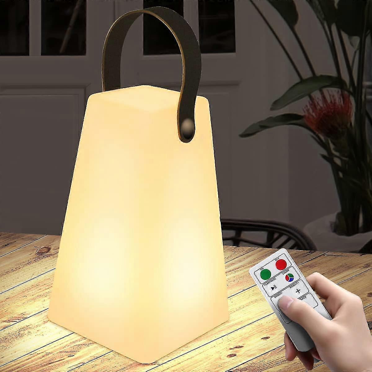 Portable Dimmable Outdoor Table Lamp, Rgb Table Lamp Wireless 8 Colors With Remote Control
