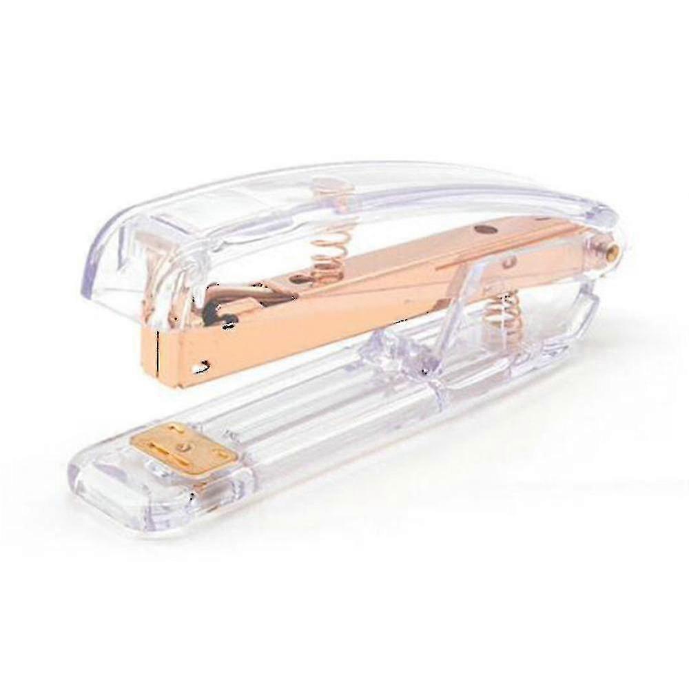 Transparent Rose Gold Desktop Office Stapler Student Stapler