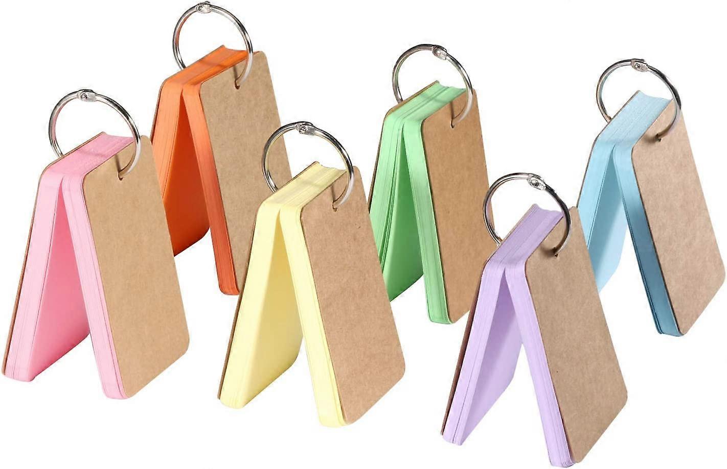 300 Sheets Multicolored Mini Index Cards Learning Cards Notepads Study Cards with Metal Binder Ring (6 Colors 50 Sheets Each)