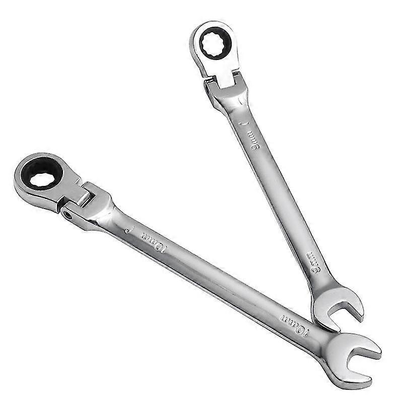 Double-headed Ratchet 180-degree Flexible Rotating Head Adjustable Combination Two-headed Wrench Wrench (silver)